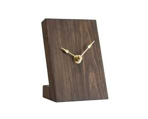 Horloge de bureau ronde en bois massif avec chiffres gravés, horloge de table en bois, horloge de bureau analogique silencieuse à quartz, horloge de chevet moderne - Product Image 2