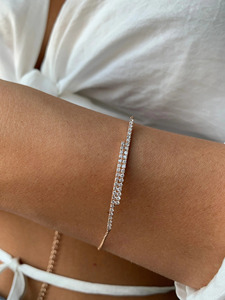 Pulsera de barra con doble fila de diamantes cultivados en laboratorio en oro rosa - Product Image 2