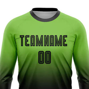Green Black Long Sleeve Athletic Fit Football Jerseys Breathable Fabric Crew <b>Neck</b> Training Wear Football Uniform Set For Team - Product Image 4