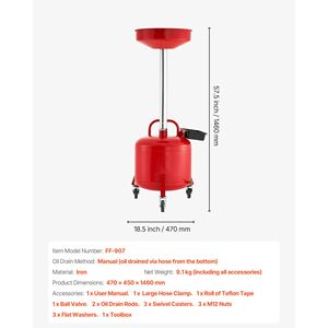 Serbatoio Portatile per Scarico Olio Usato da 8 Galloni con Imbuto Regolabile per Riparazioni Auto e Scarico Fluidi Industriali con Ruote - Product Image 5
