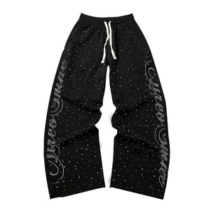 Pantalones Deportivos Holgados para Hombre, Estilo Y2K, con Pedrería Brillante, Cintura Elástica con Cordón, Pierna Ancha, Estilo Urbano - Product Image 1