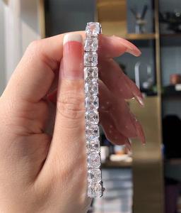 RAMDUT IMPEX Clover Hip Hop Unisex <b>Bracelet</b> Fully Iced Moissanite Channel Setting Chain Link 18K <b>Solid</b> <b>Gold</b> IGI Certified Gift - Product Image 4