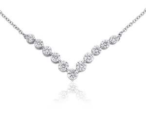 Collar de oro de 10K con diamantes en forma de V (naturales), joyería de boda de alta calidad, fabricante mayorista y minorista OEM. - Product Image 2