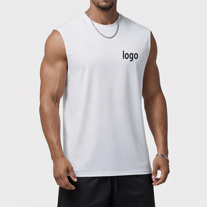 180 GSM Custom Activewear Cut Off Shirts Men Polyester Gym Stringer Basketball <b>Singlets</b> <b>Running</b> Tank Top Men - Product Image 1