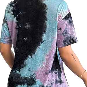 Camiseta de Mujer para Verano, de Buena Calidad, Estilo Urbano, Cuello Redondo, Estampado, Manga Corta, Tie Dye, en Venta - Product Image 5