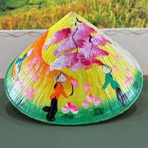 Vietnam crafts natural bamboo frame <b>hat</b> hand-painted non la wholesale supply other <b>hats</b> & <b>caps</b> - Product Image 2