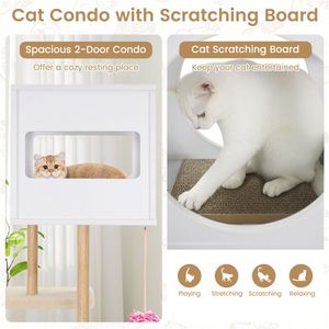 Albero per Gatti Minimalista con 2 Tiragraffi, Cuccia per Gatti a Doppia Porta, Kit Anti-Ribaltamento per Gatti da Interno, Imballato in Cartone - Product Image 6