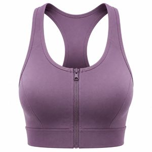 HMA SPORTS APPAREL เสื้อชั้นในกีฬาสำหรับผู้หญิงแบบ Racerback สีดำ ซิปด้านหน้า รองรับแรงกระแทกสูง ไร้ตะเข็บ สำหรับโยคะ ระบายอากาศได้ดี แห้งเร็ว น้ำหนักเบา - Product Image 4
