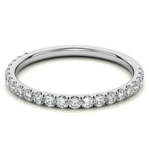 Round Brilliant Cut Moissanite Stackable Band 925 Sterling <b>Silver</b> White Gold Plated Wedding Anniversary <b>Ring</b> Gift for Her - Product Image 1