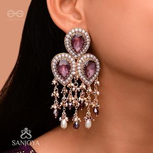 Boucles d'oreilles pendantes pour femmes, plaquées or, en alliage de zinc, zircon, imitation perle rose, style bohème, pour mariage - Product Image 3