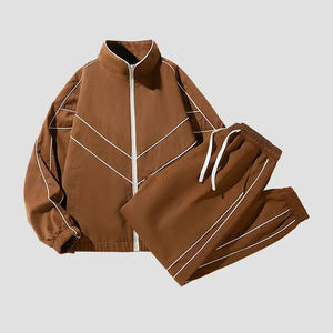 Nouvel ensemble de survêtement athlétique tendance pour homme, 100 % coton, 420 GSM, avec veste zippée et pantalon - Product Image 1