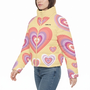 <b>Women's</b> Print Heart Belted Puffer Jacket Quilted Hooded <b>Winter</b> <b>Coat</b> Sublimation Hot <b>Padded</b> Outdoor Fashion Casual Outerwear Wear - Product Image 3