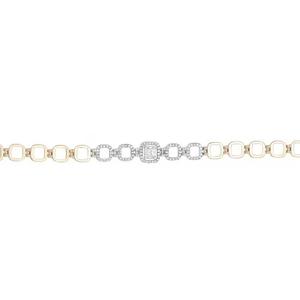 Bracelet tennis en argent 925 avec maillons géométriques et moissanite, finition jaune, bijoux fins, cadeau de mode pour femme, chaîne de poignet - Product Image 4