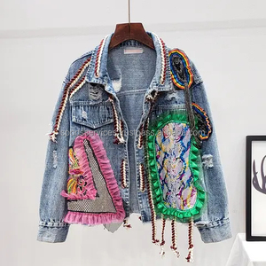 Newest Style <b>Women's</b> Breathable Woven Denim <b>Jacket</b> Long Sleeve <b>Black</b> Blue Custom Color OEM - Product Image 3