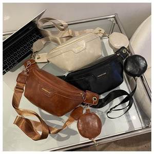 Sac messager en cuir PU tendance, sac banane décontracté de couleur unie avec pochette, sac bandoulière de voyage pour femme - Product Image 2