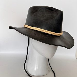 Chapeau de cowboy unisexe en cuir avec bande en corde, taille réglable 56-58 cm, chapeau décontracté pour l'extérieur, printemps-été, pour adulte - Product Image 4