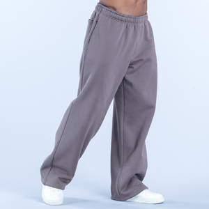 Pantalon de jogging pour homme surdimensionné à jambe droite, en molleton de coton épais, avec logo personnalisé OEM, idéal pour la gym et le streetwear, vente en gros - Product Image 4