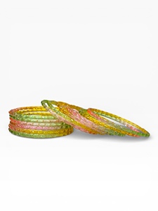 Designer Emerald Cut Gold Plated Trendy Multicolor Raindrop Glass Pearl <b>Bangles</b> Bridal & Festival Wear at Wholesale Price - Product Image 2