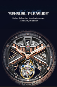 Montre mécanique tourbillon 7063 au design classique, design ajouré double face, montre de luxe pour homme, certifiée par le fabricant. - Product Image 5