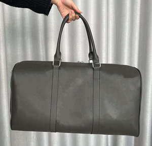 Minimalist Black Nylon Light Weight Expandable <b>Travel</b> Duffel Bag Rolled Handles Silver Zipper Weekender <b>Holdall</b> - Product Image 1