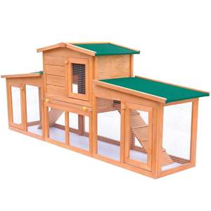 Grande conigliera con 2 piste in legno piccola gabbia per animali domestici - Product Image 1
