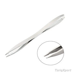 Pince à épiler professionnelle en acier inoxydable à double extrémité, à pointe inclinée de précision, pour cils et sourcils, vente en gros d'usine, sûre - Product Image 2