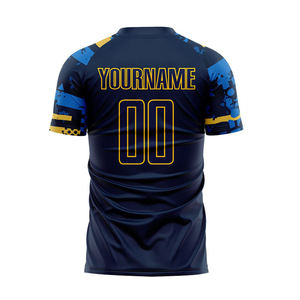 เสื้อฟุตบอลชาย พิมพ์ลายพรางแบบซับลิเมชั่น ระบายเหงื่อได้ดี 100% โพลีเอสเตอร์ แขนสั้น คอวี ทรงปกติ รับสกรีนชื่อทีม - Product Image 2