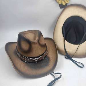 Sombrero Vaquero de Paja Mexicano de Alta Calidad con Ala Enrollable y Banda Decorativa, Transpirable y Cómodo para Viajes, Pesca y Uso Casual en Todas las Estaciones - Product Image 5