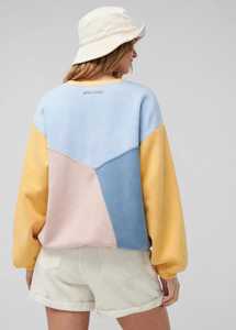 <b>Women's</b> Color Block Crewneck Sweatshirt Long Sleeve Floral Applique Pullover - Product Image 2
