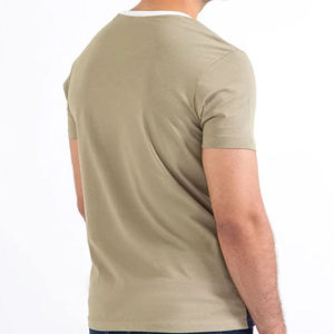 T-shirt à manches courtes pour homme, col rond, coupe classique, tricoté, décontracté, avec blocs de couleur - Product Image 4