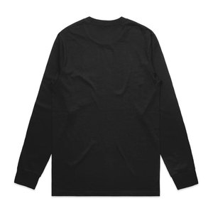 T-shirt à manches longues pour homme en coton peigné épais de qualité supérieure, col ras du cou, avec revers, noir, pour usage quotidien - Product Image 2