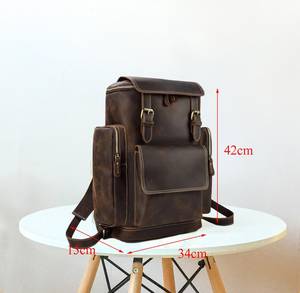 Versatile <b>Waterproof</b> Leather <b>Backpack</b> Anti-Theft Vintage Laptop Rucksack Genuine Leather Carrier LBP-0323 - Product Image 3
