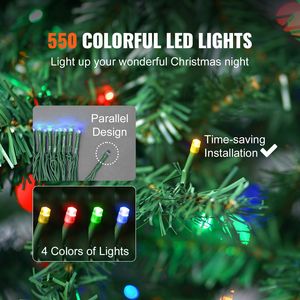Albero di Natale Artificiale Preilluminato da 2,3 m con 550 Luci LED Multicolore e 1346 Punte di Rami, Decorazione Completa per Feste Natalizie - Product Image 4