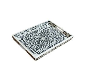 Plateau de service rectangle en incrustation d'os moderne Mobilier de maison de haute qualité avec marbre et plastique à motifs différents - Product Image 1