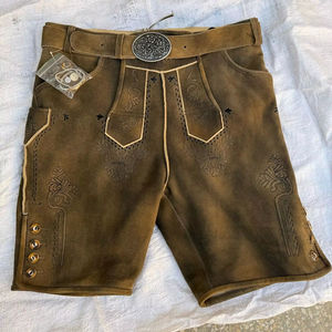 เทศกาลอ็อกโทเบอร์เฟสต์, เยอรมนี, ชุดพื้นเมือง, กางเกงหนังกลับ, กางเกงขาสั้นพร้อมเข็มขัด สีน้ำตาล - Product Image 1