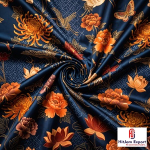 Tissu en satin japonais imprimé de qualité supérieure, personnalisé OEM ODM, pour vêtements de mariée, ameublement, vente en gros, exportation - Product Image 5