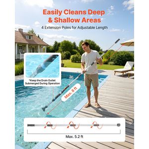 Aspiratore per piscina portatile senza fili da 8,5 GPM, 60 minuti di autonomia, per spa e vasche idromassaggio, con asta di prolunga e 2 testine a spazzola - Product Image 5