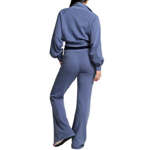 Ensemble de survêtement pour femme bleu, sweat-shirt à manches longues et demi-zip, pantalon large, coupe ample, couleur unie, style décontracté streetwear et loungewear - Product Image 2