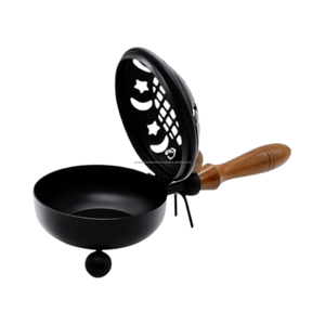 Iron Incense Burner with Perforated Moon Star Lid Eco-Friendly & Durable Handmade Design Scented Home <b>Decor</b> - Product Image 1