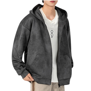 Sweat à capuche tricoté épais 300g pour homme, coupe oversize, délavé à l'acide, 100% coton, anti-boulochage, avec poche, automne-hiver - Product Image 5