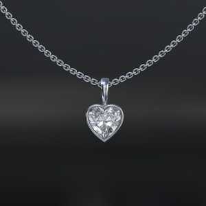<b>Heart</b> Cut Moissanite Pendant Solid Gold Certified <b>Heart</b> Lab Grown Diamond Pendant Necklace Jewelry for Gift - Product Image 3
