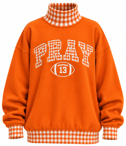 Custom <b>Women</b>’s Mock Neck Sweatshirt Oversized Gingham Plaid Patchwork Casual Winter Streetwear <b>Pullover</b> - Product Image 5