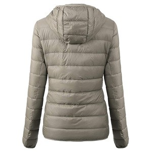 Chaqueta de plumón con capucha para mujer, color caqui, acolchada, abrigo de invierno cálido y grueso, venta al por mayor directa de fábrica, abrigo de plumón para mujer - Product Image 2