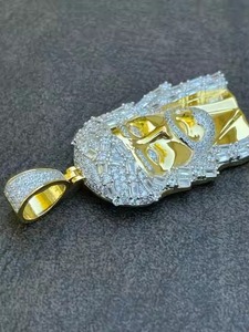 Pendentif plaqué or style hip-hop avec diamant, nouveau charme unisexe, bijoux de mode en argent pour hommes et femmes, pendentifs et breloques - Product Image 2