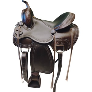 Sillín de cuero prémium para carreras de barriles estilo western para adultos, con estructura de madera y todas las opciones de asiento - Product Image 2