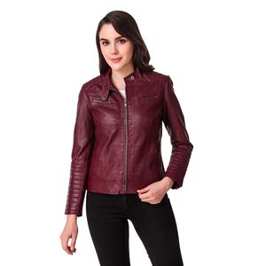 Nueva Chaqueta de Cuero para Mujer, Corte Ajustado, Estilo Europeo Americano, Moda Transfronteriza, Estampada, con Parches y Cremallera - Product Image 1