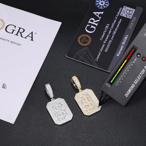 Pendentif en moissanite, argent 925, design géométrique, collier pendentif luxueux serti de pierres pour homme et femme, bijou élégant, cadeau - Product Image 3