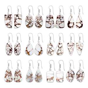 ต่างหูดีไซน์หรูหราคุณภาพสูง ขายดี ต่างหูหินอาเกตม้าป่า ชุบเงินบนทองเหลือง - Product Image 1