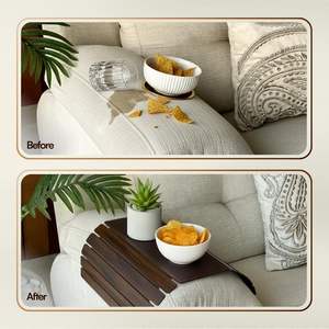 Fabricant et usine de plateaux d'accoudoirs de canapé en bois |   Table d'appoint pour canapé écologique, logo personnalisé, fournisseur OEM en gros - Product Image 3