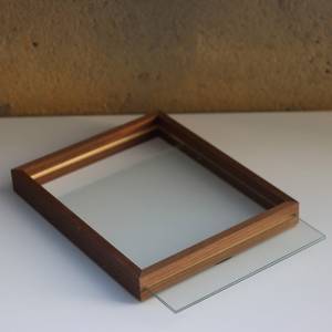 Rosewood Veneer Floating Photo <b>Frame</b>, Double Sided Glass, Pressed Flower Display - Product Image 2